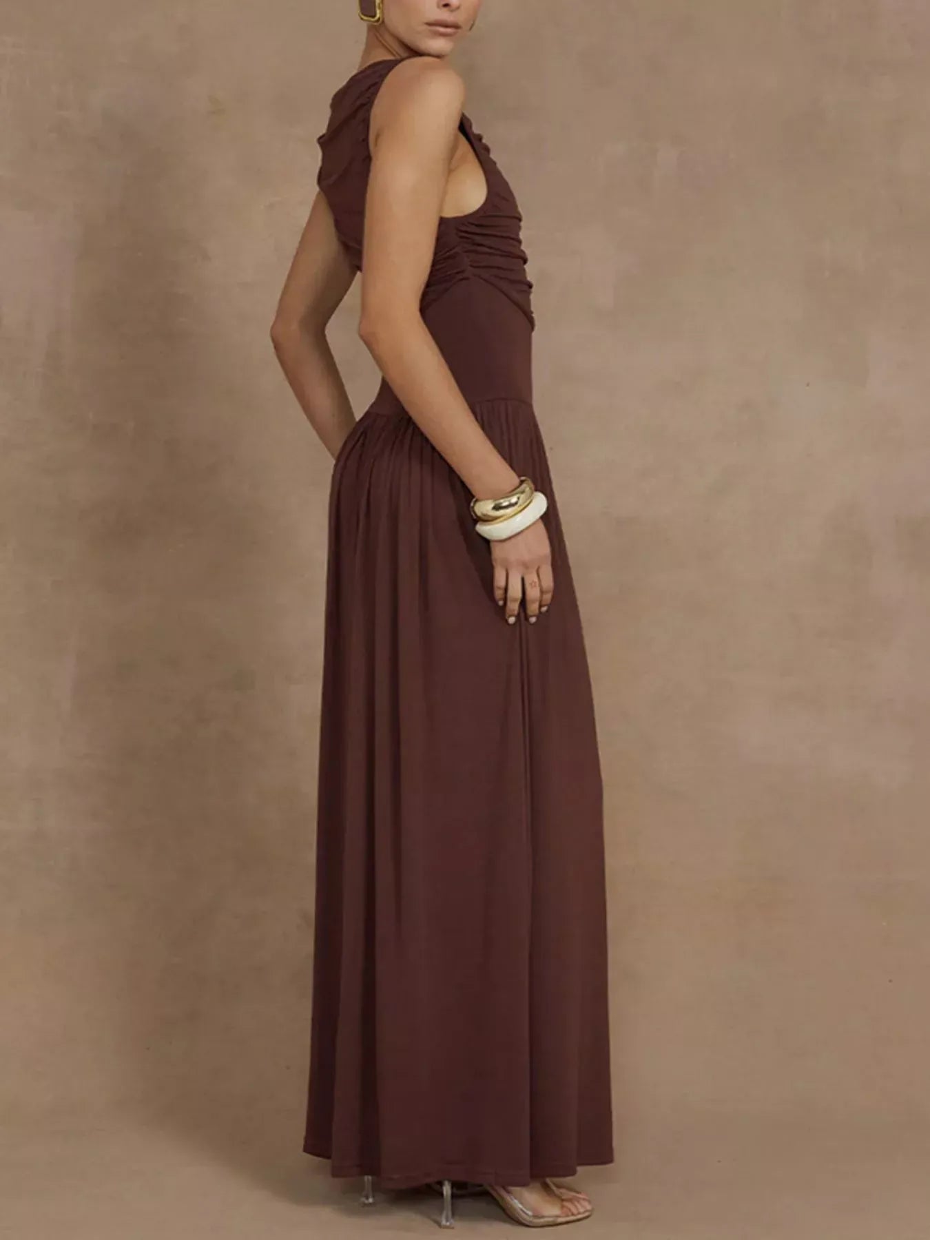 Ruched Sleeveless Maxi Dress The Nichole Collection