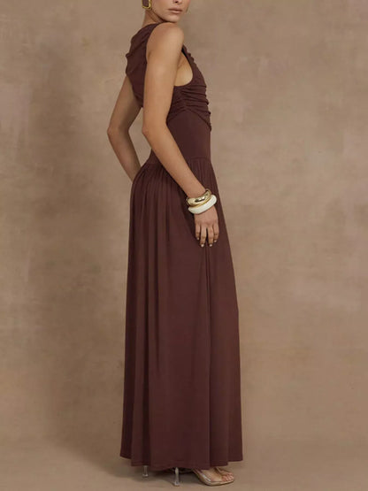 Ruched Sleeveless Maxi Dress The Nichole Collection