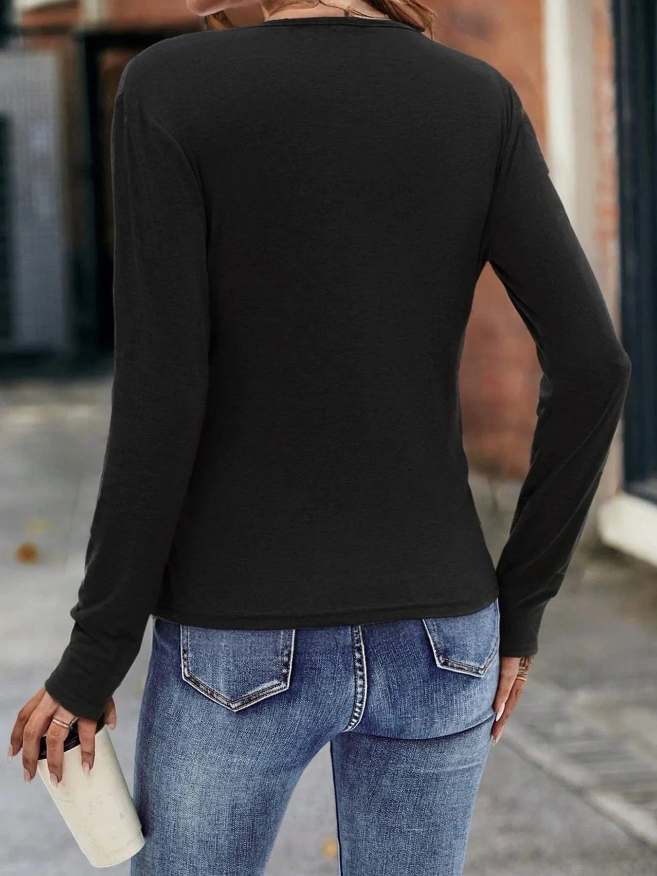 Ruched Surplice Long Sleeve T-Shirt Shirts & Tops The Nichole Collection