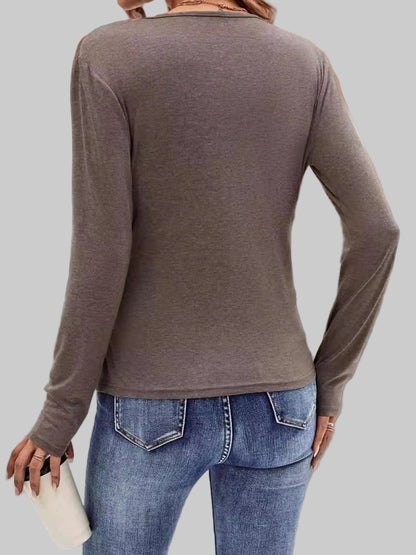 Ruched Surplice Long Sleeve T-Shirt Shirts & Tops The Nichole Collection