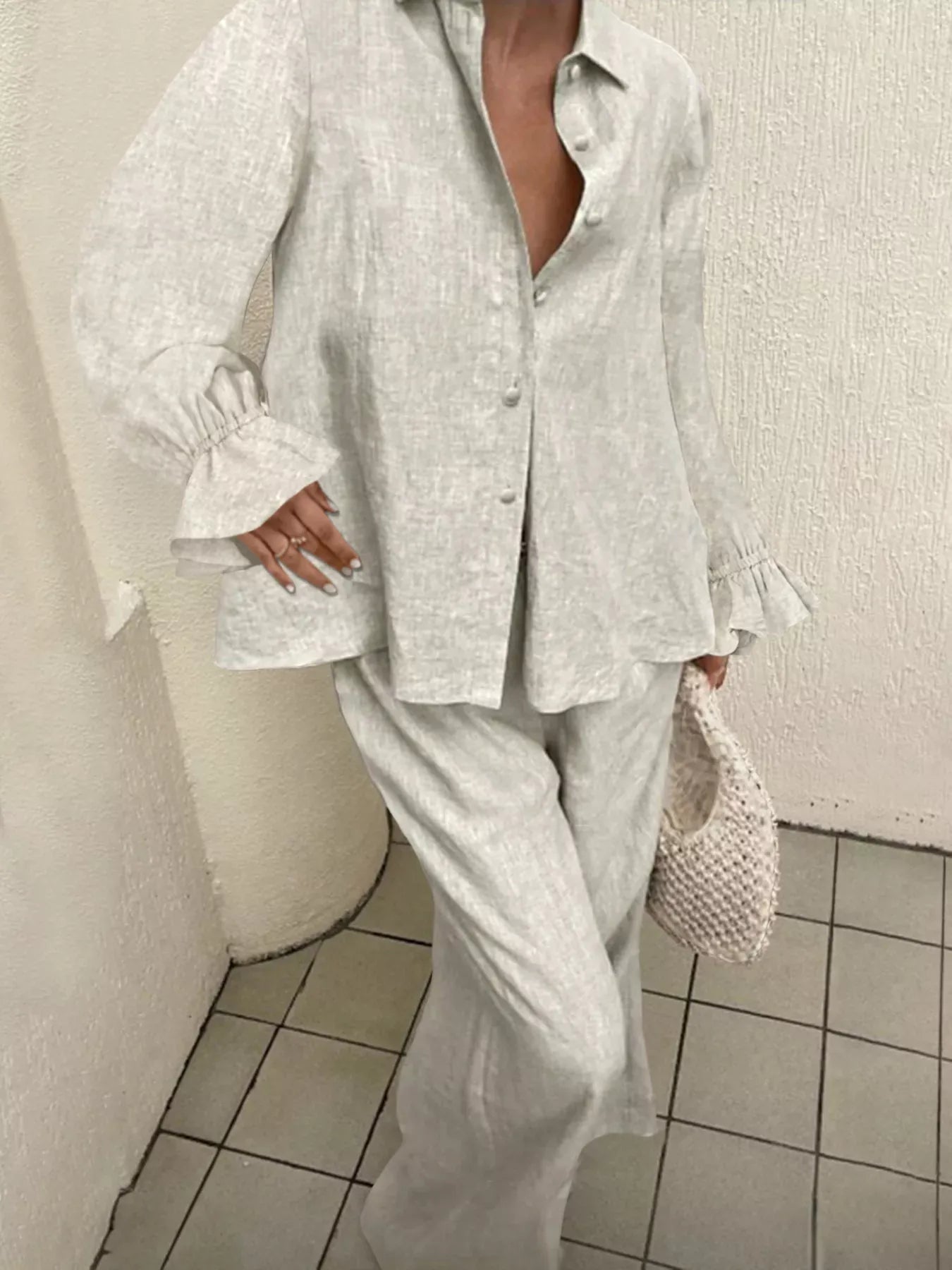 Ruffle Sleeve Shirt and Pants Set Women's Sets The Nichole Collection