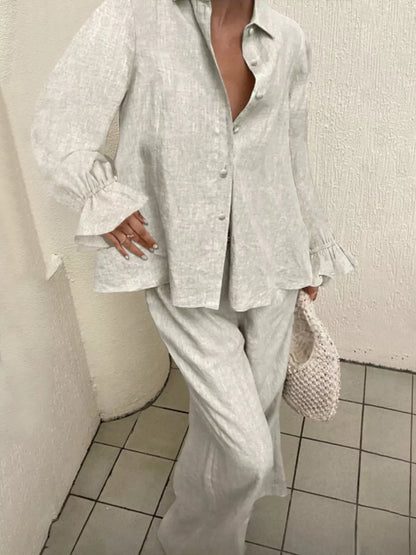 Ruffle Sleeve Shirt and Pants Set Women's Sets The Nichole Collection