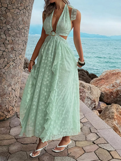 Ruffled Halter Neck Maxi Dress The Nichole Collection