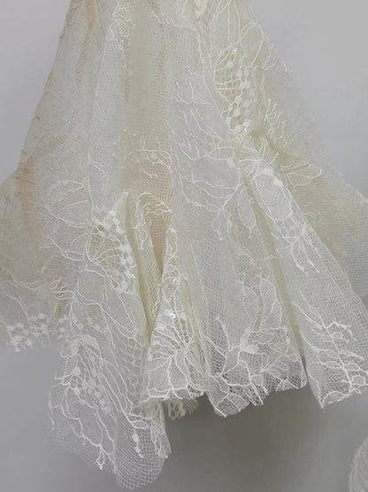 Ruffled Hem Lace Long Sleeve Dress The Nichole Collection - Official Site