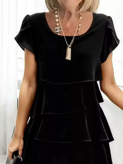 Ruffled Layered Petal Sleeve Dress The Nichole Collection