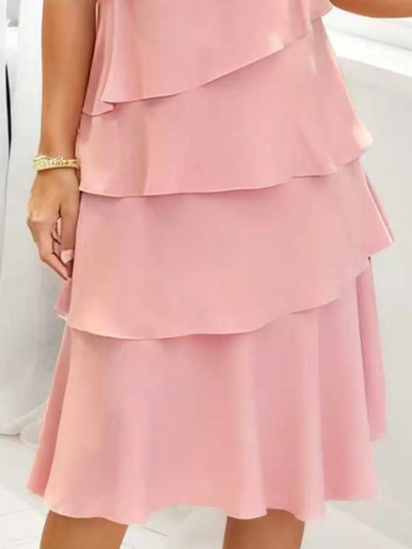 Ruffled Layered Petal Sleeve Dress The Nichole Collection