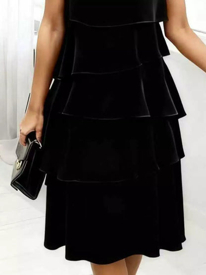 Ruffled Layered Petal Sleeve Dress The Nichole Collection