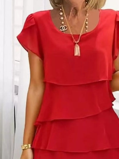 Ruffled Layered Petal Sleeve Dress The Nichole Collection