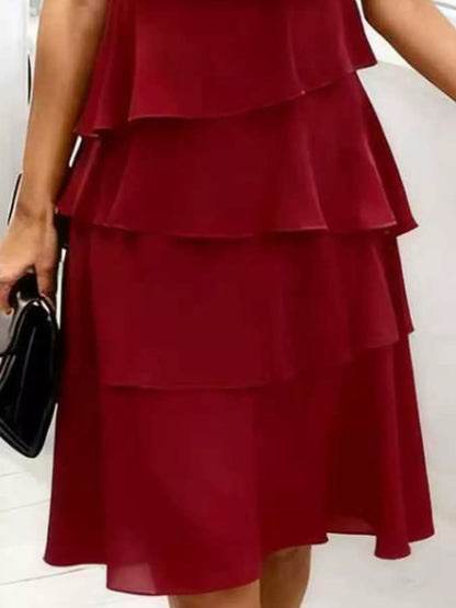 Ruffled Layered Petal Sleeve Dress The Nichole Collection