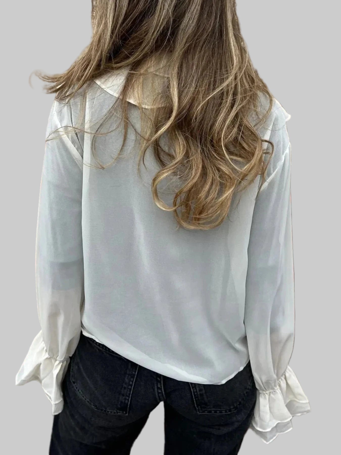 Ruffled Tie Front Flounce Sleeve Blouse Blouse The Nichole Collection