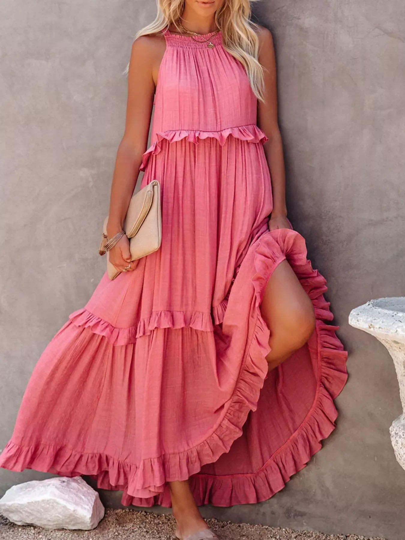 Ruffled Tiered Sleeveless Maxi Dress The Nichole Collection