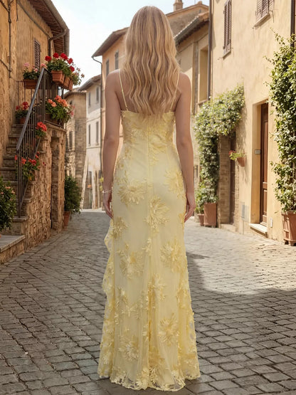 Ruffled Trim Slit Floral Maxi Dress The Nichole Collection - Official Site