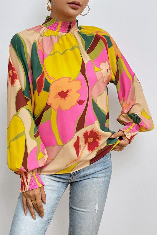 Santorini Bloom Boho Blouse Multicolor / S The Nichole Collection