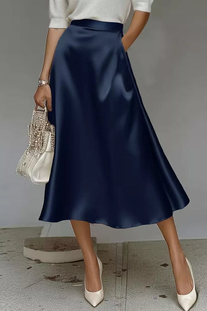 Satin A-Line Midi Skirt The Nichole Collection - Official Site