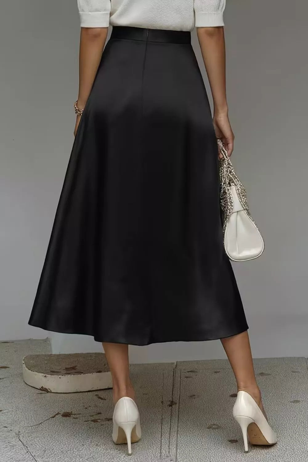 Satin A-Line Midi Skirt The Nichole Collection - Official Site
