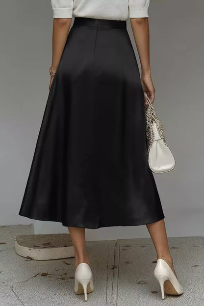 Satin A-Line Midi Skirt The Nichole Collection - Official Site