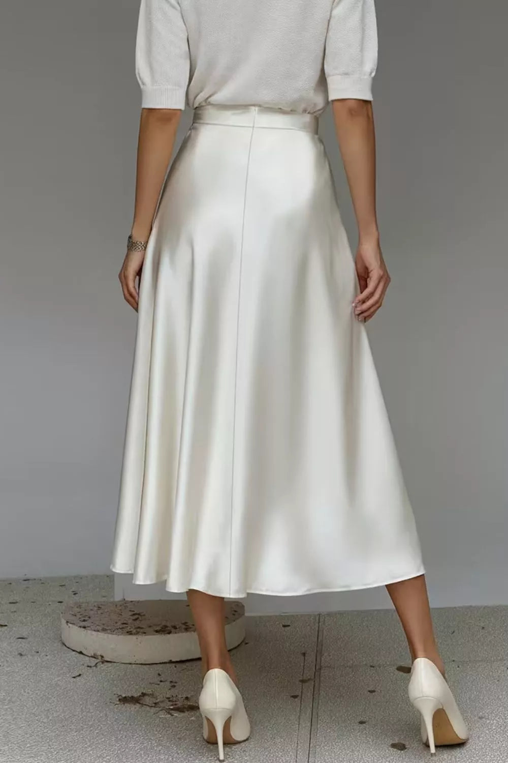 Satin A-Line Midi Skirt The Nichole Collection - Official Site