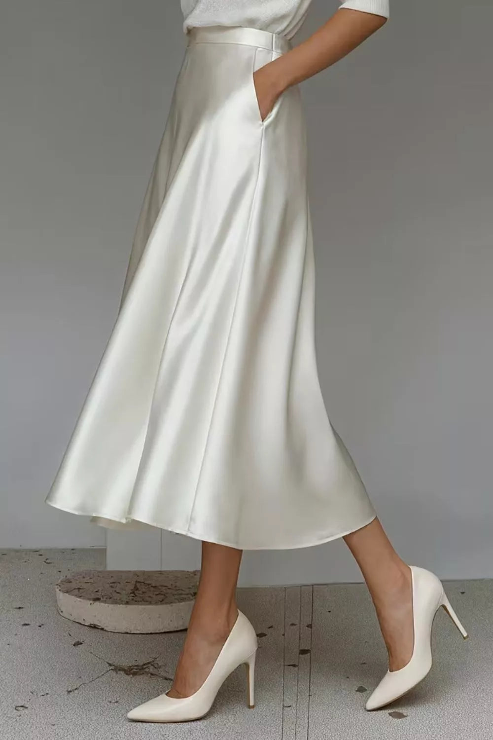 Satin A-Line Midi Skirt The Nichole Collection - Official Site
