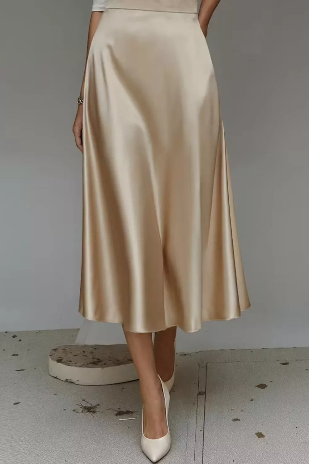 Satin A-Line Midi Skirt The Nichole Collection - Official Site