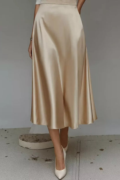 Satin A-Line Midi Skirt The Nichole Collection - Official Site
