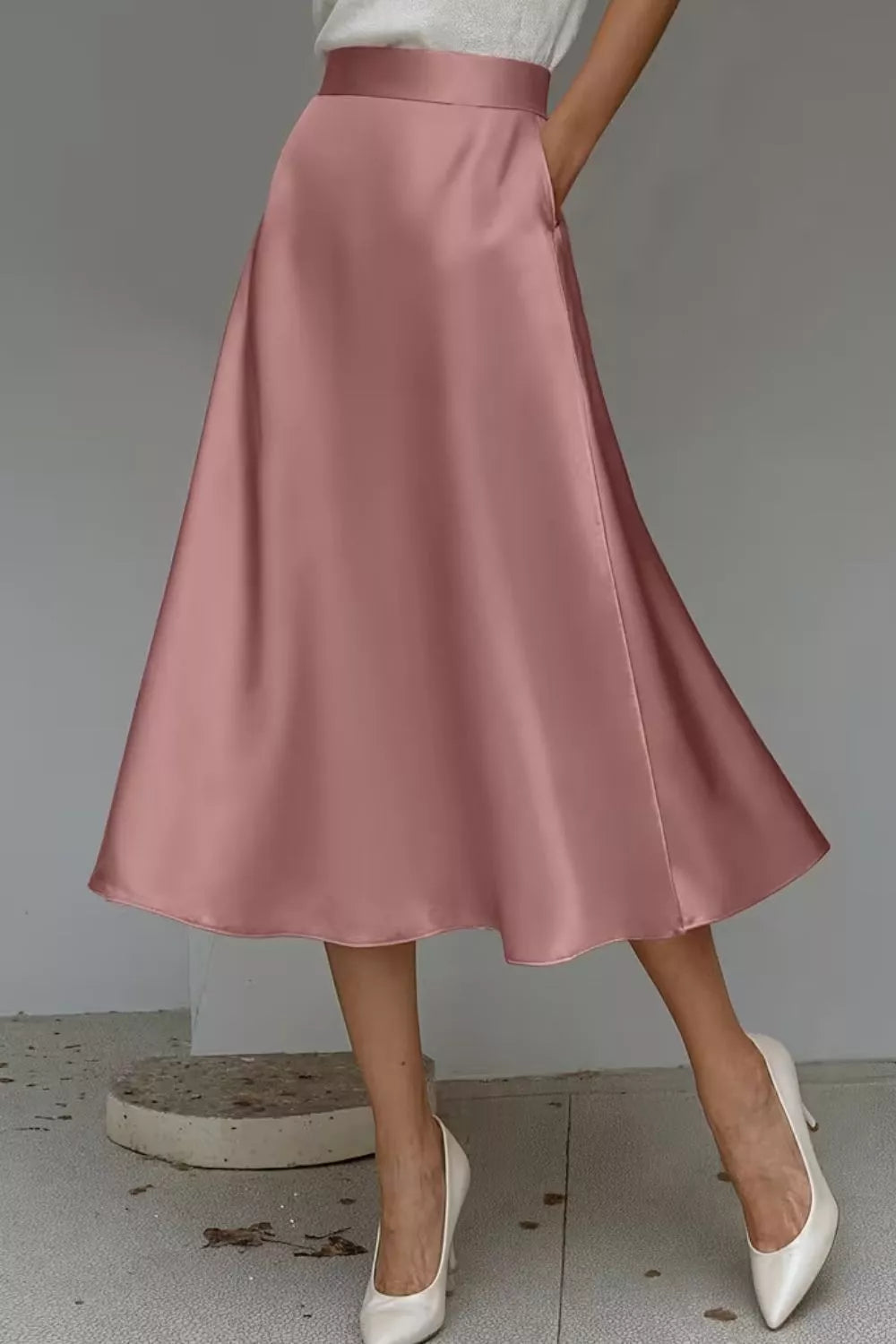 Satin A-Line Midi Skirt The Nichole Collection - Official Site