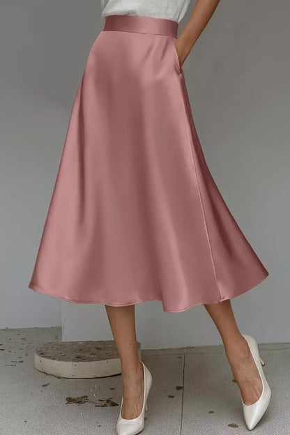 Satin A-Line Midi Skirt The Nichole Collection - Official Site