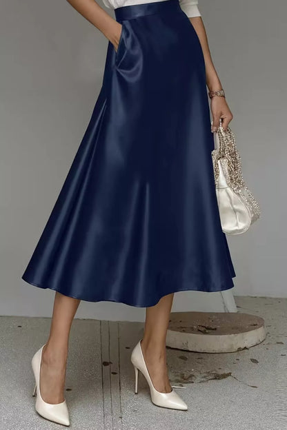 Satin A-Line Midi Skirt The Nichole Collection - Official Site