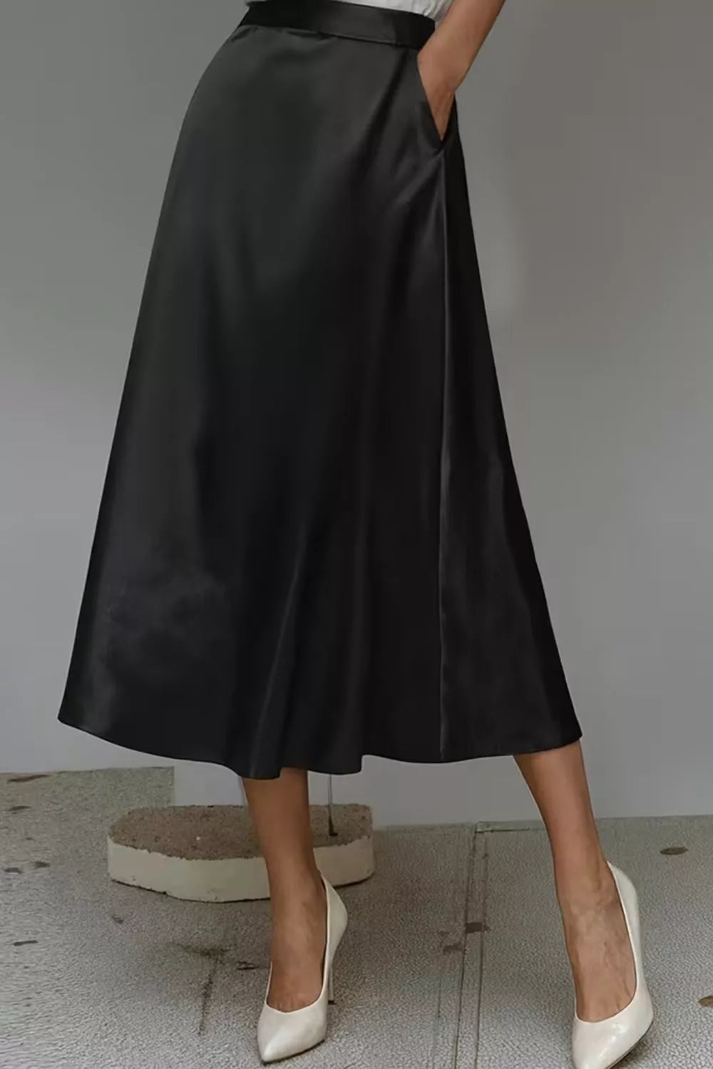 Satin A-Line Midi Skirt The Nichole Collection - Official Site