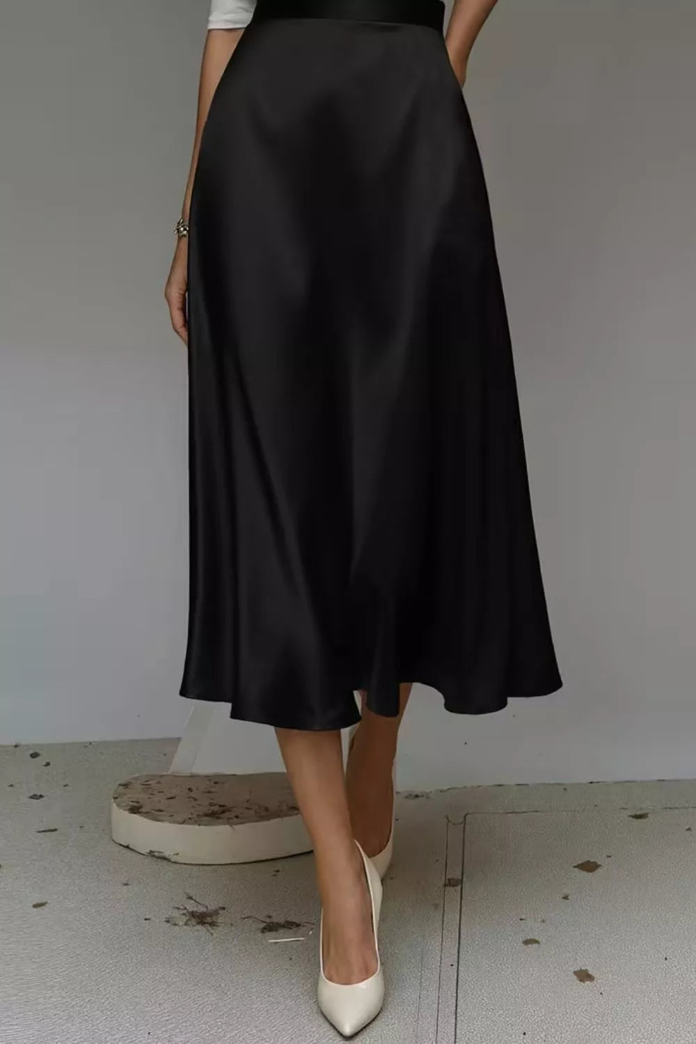 Satin A-Line Midi Skirt The Nichole Collection - Official Site