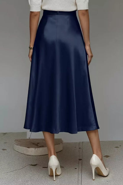 Satin A-Line Midi Skirt The Nichole Collection - Official Site