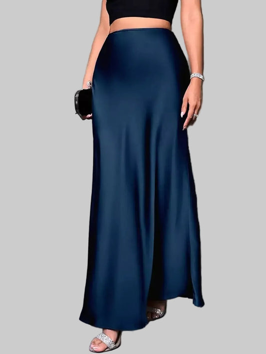 Satin High Waist Maxi Skirt The Nichole Collection