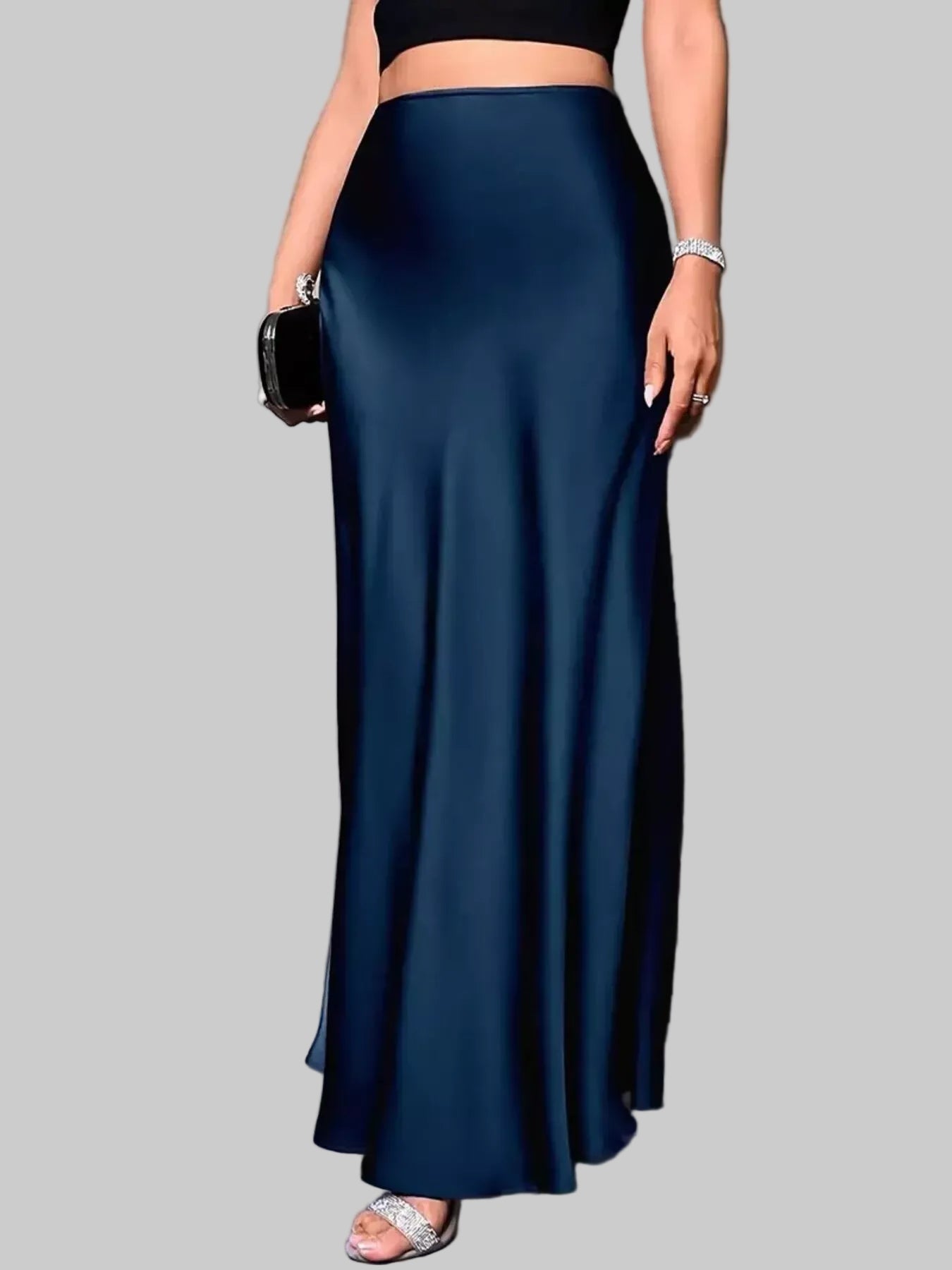 Satin High Waist Maxi Skirt The Nichole Collection
