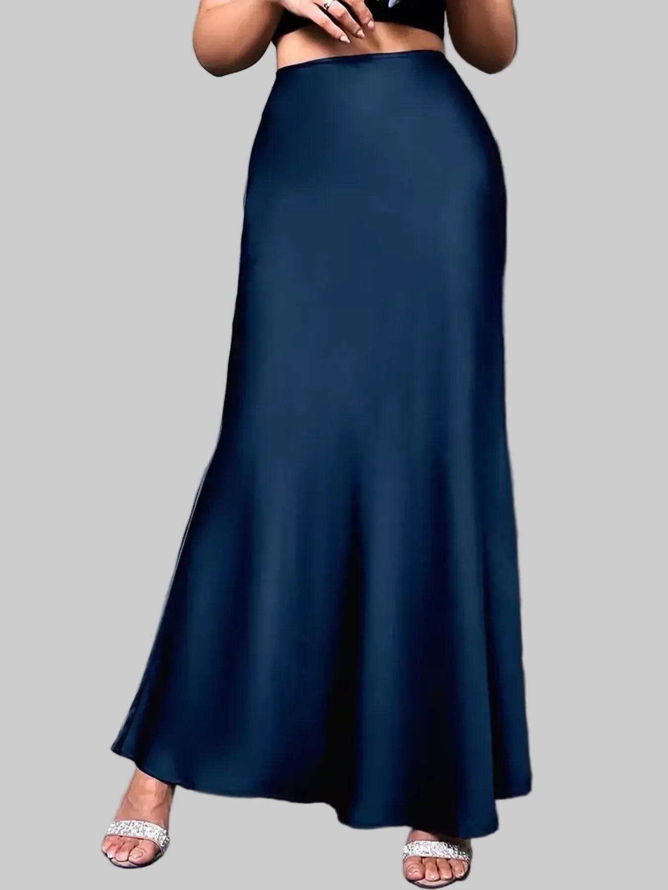 Satin High Waist Maxi Skirt The Nichole Collection