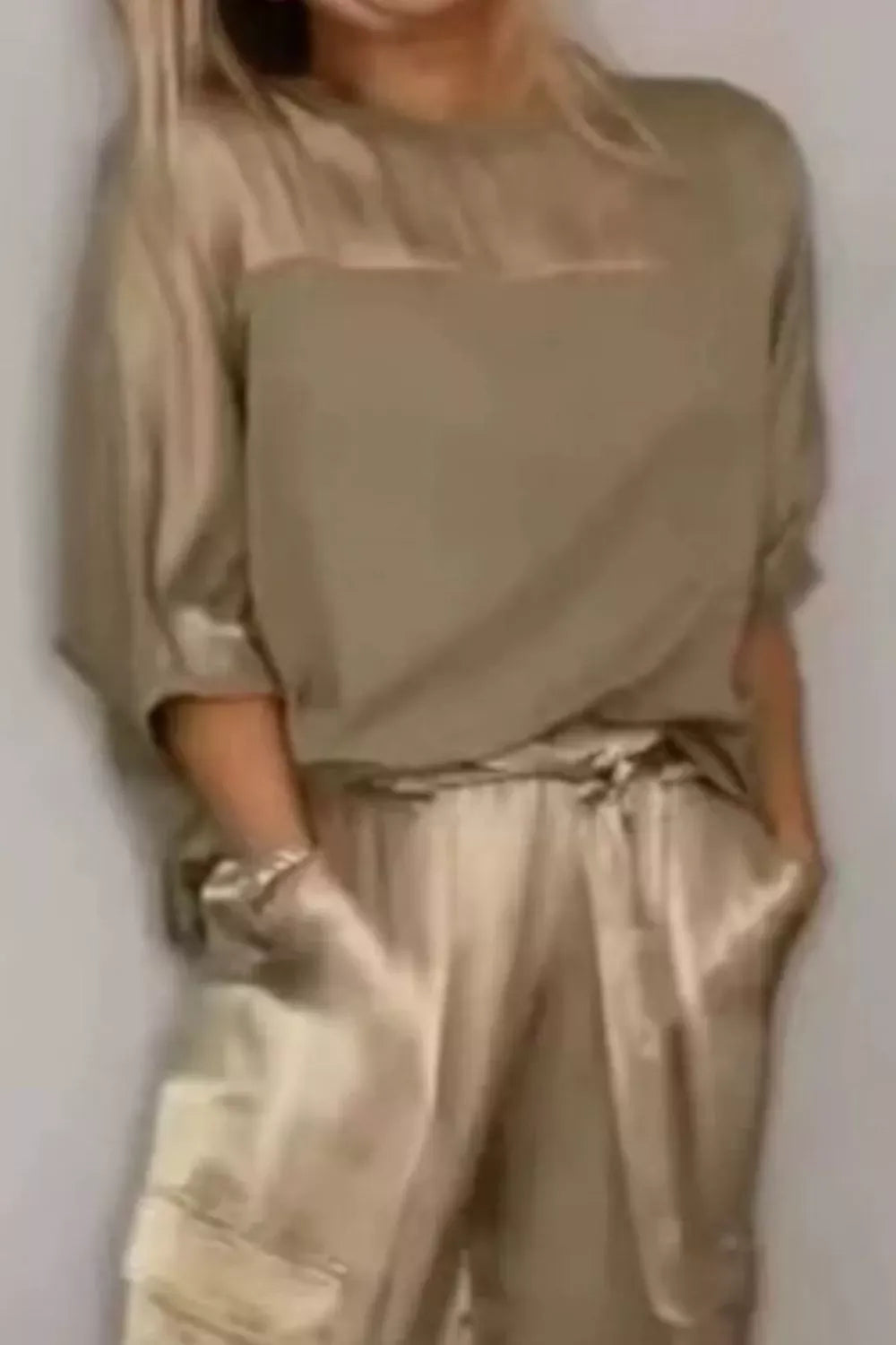 Satin Round Neck Top and Pants Set The Nichole Collection - Official Site