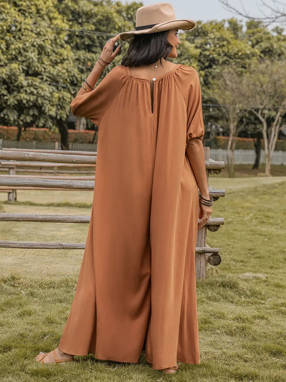 Scoop Neck Half Sleeve Wide Leg Jumpsuit The Nichole Collection - Official Site