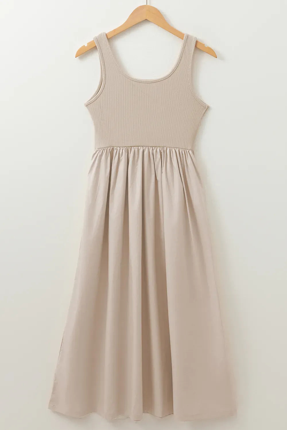 Scoop Neck Ribbed Bodice Sleeveless Midi Tank Dress The Nichole Collection
