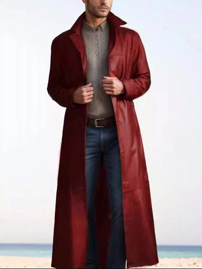 Sexy and Classy Longline Button-Up Jacket Men's Coats Wine Red / S The Nichole Collection