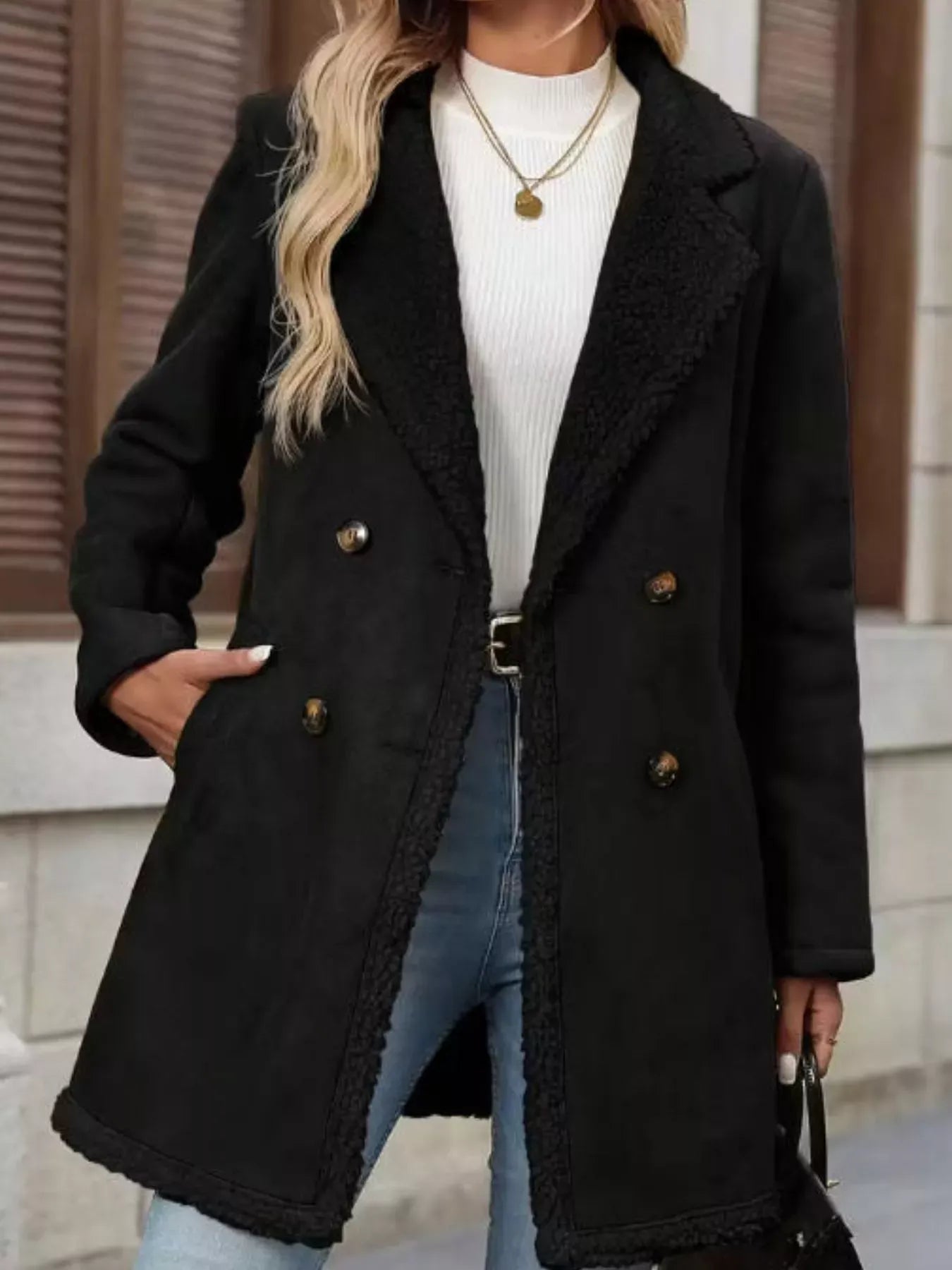 Sherpa Lined Button Up Coat The Nichole Collection