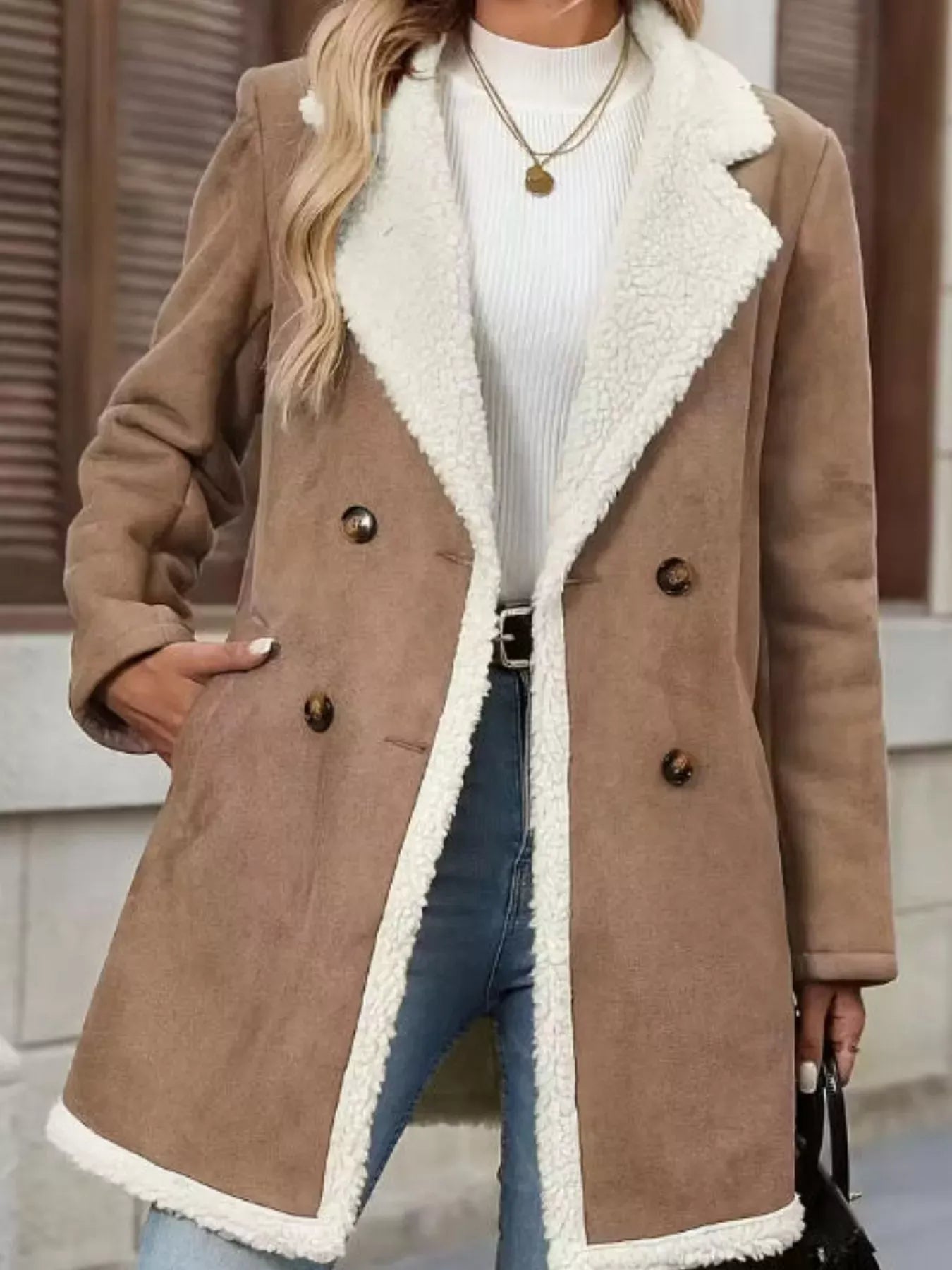 Sherpa Lined Button Up Coat The Nichole Collection