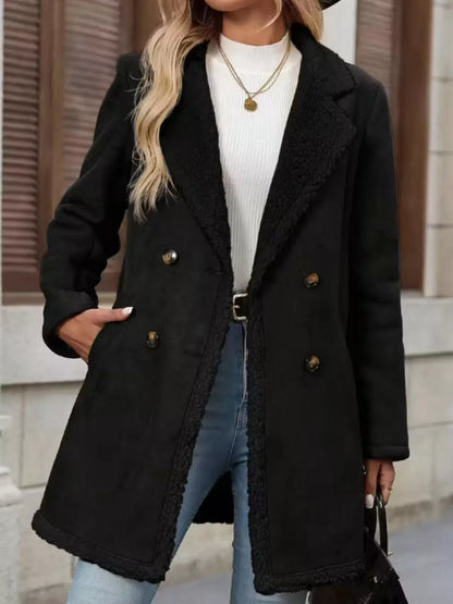 Sherpa Lined Button Up Coat Black / S The Nichole Collection