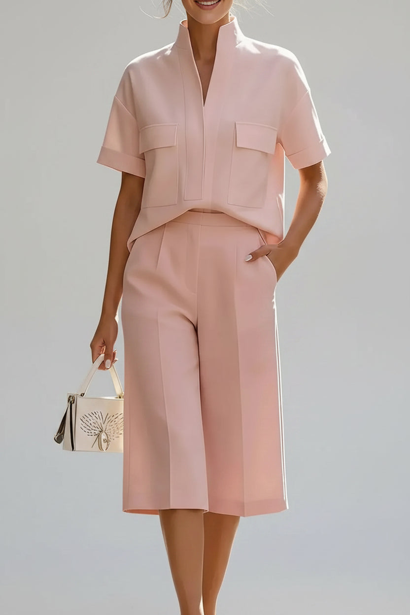Short Sleeve Top and Shorts Set Pink / S The Nichole Collection