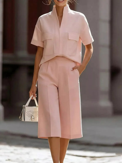 Short Sleeve Top and Shorts Set Pink / S The Nichole Collection