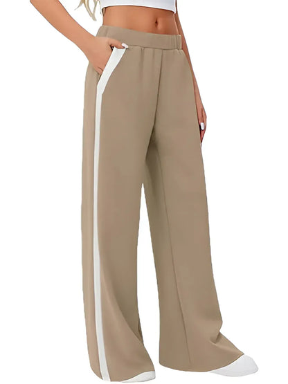 Side Striped Wide Leg Pants Dress Pants The Nichole Collection