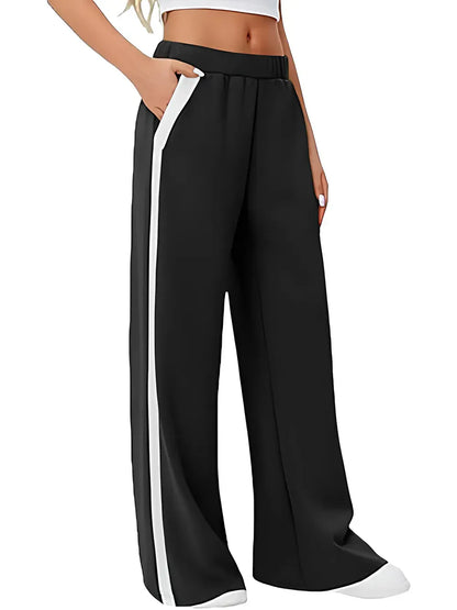 Side Striped Wide Leg Pants Dress Pants The Nichole Collection
