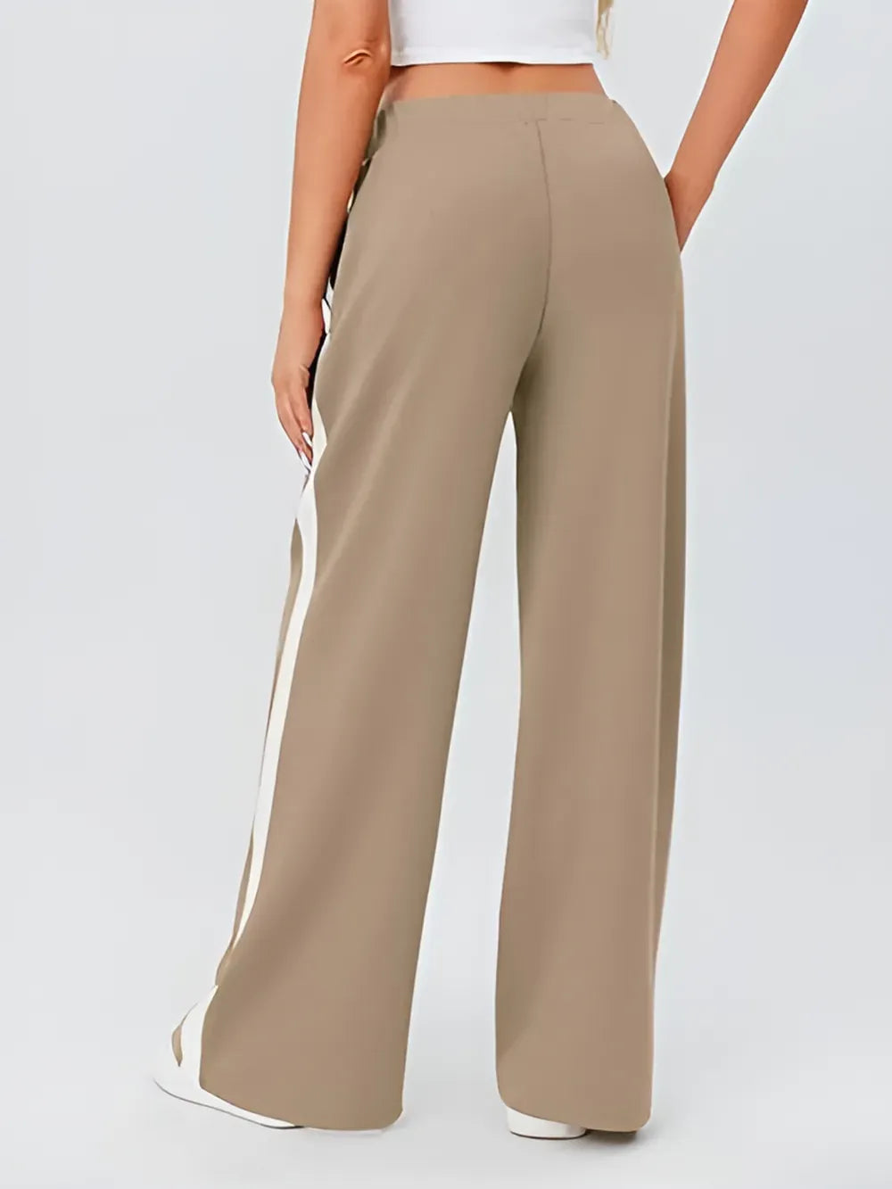 Side Striped Wide Leg Pants Dress Pants The Nichole Collection