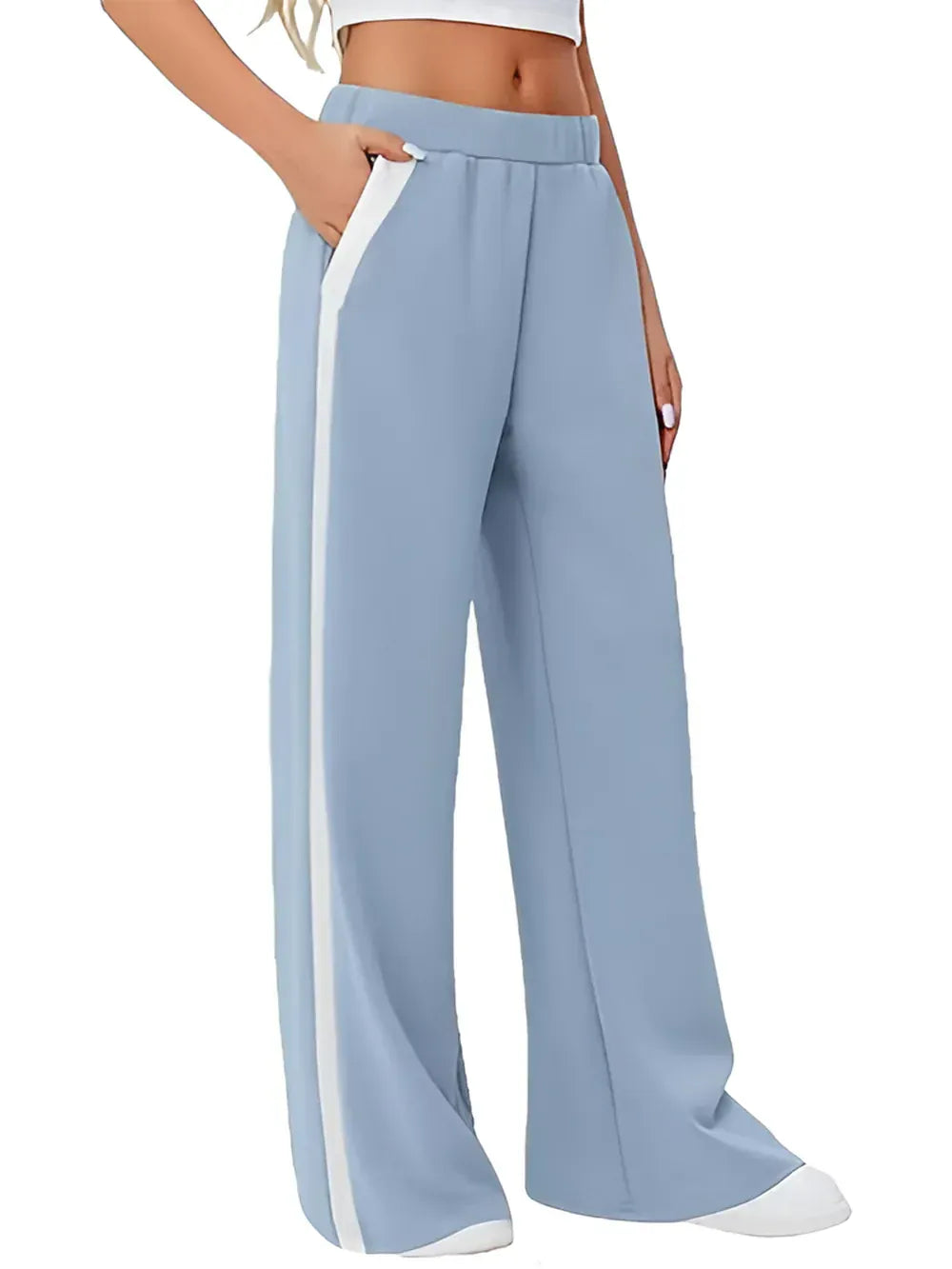 Side Striped Wide Leg Pants Dress Pants The Nichole Collection