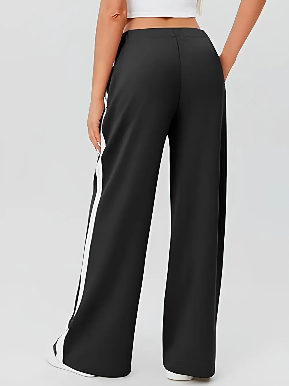 Side Striped Wide Leg Pants Dress Pants The Nichole Collection