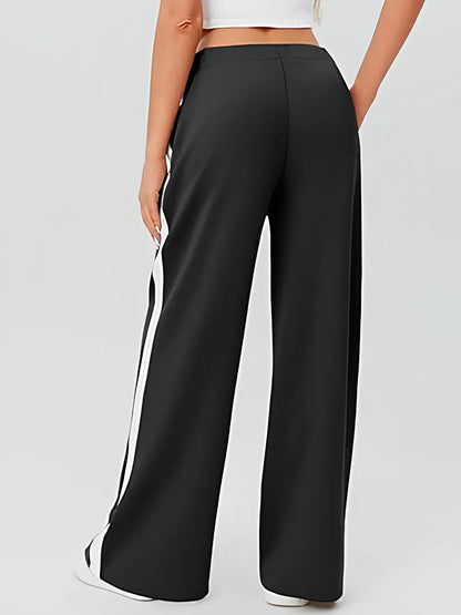 Side Striped Wide Leg Pants Dress Pants The Nichole Collection