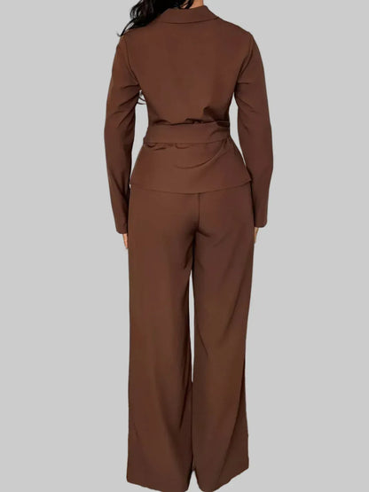 Side Tie Long Sleeve Top and Pants Set Women's Sets The Nichole Collection