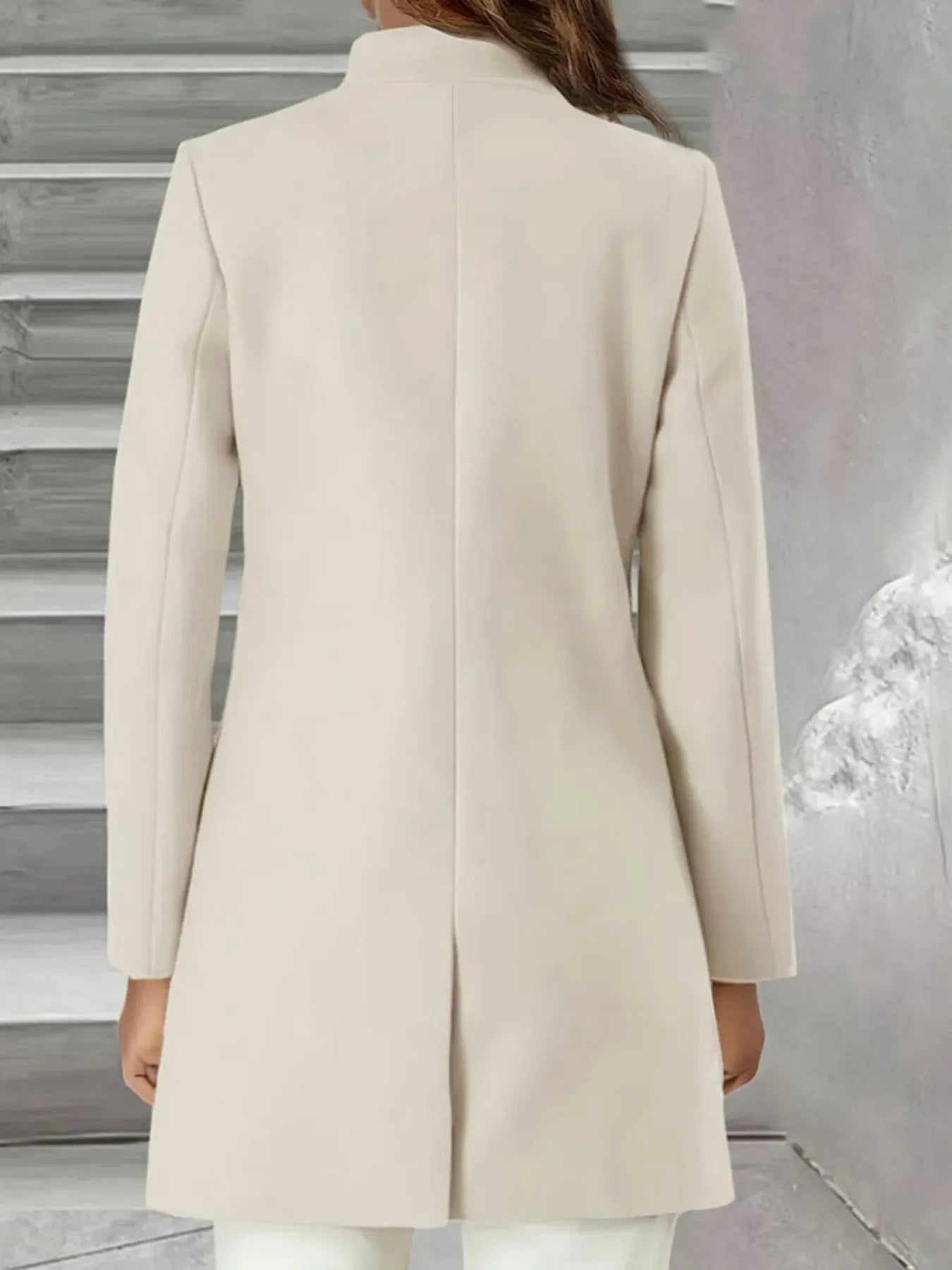 Single-Breasted Stand Collar Coat with Pocket The Nichole Collection